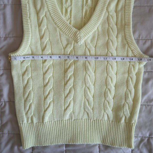 Yellow Cable Knit Sweater Vest NWOT - Picture 4 of 7